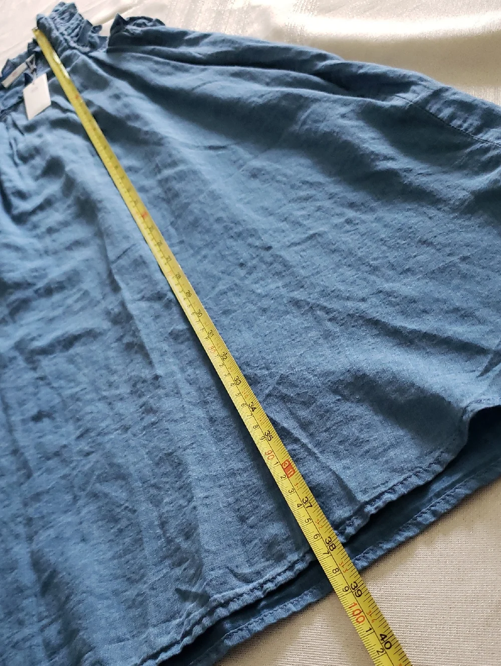 AG New DRESS Cotton Ruffled Shift Lightweight Chambray Blue DIXIE Women's M